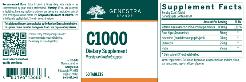 C1000 60 | Genestra Brands® | 60 Tablets