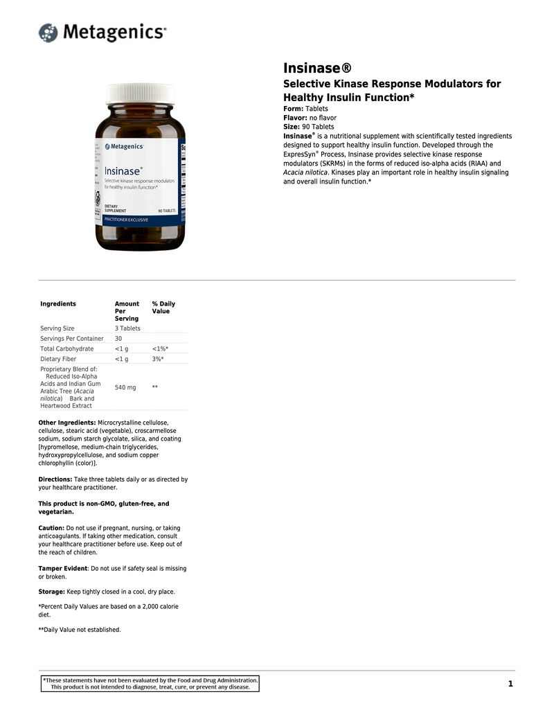 Insinase® | Metagenics® | 90 Tablets